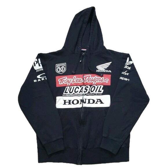 Troy Lee Designs Honda Lucas Oil Size Medium Mens Full Zip Black Hoodie Oakley - Picture 1 of 8
